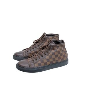 Louis Vuitton Damier Ebene High Top Sneakers Brown Checkered Shoes US 9/EU 42